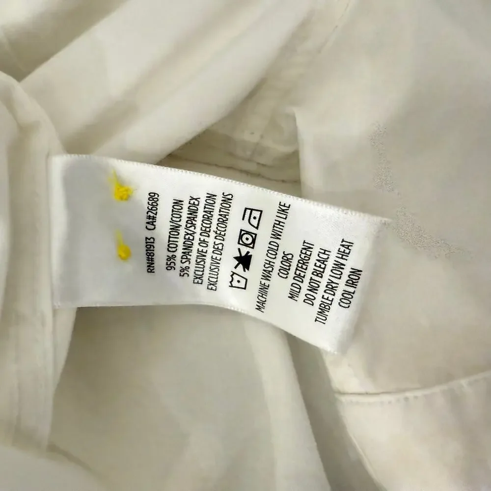 Robert Graham Button Front Short Sleeve Shirt White Sporty Technical Stripe  M